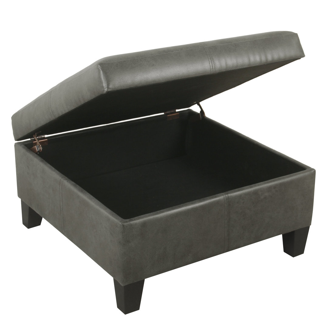 Gallup 28" Wide Leather Square Storage Ottoman Bench